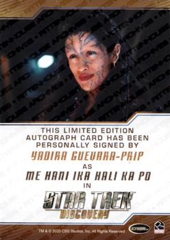 2020 Rittenhouse Star Trek: Discovery Season Two - Autographs (Brown Border Design) #NNO Yadira Guevara-Prip Back