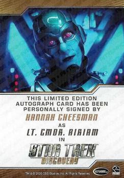 2020 Rittenhouse Star Trek Discovery Season Two - Autographs (Brown Border Design) #NNO Hannah Cheesman Back