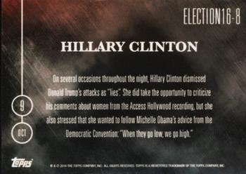 2016 Topps Now Election #ELECTION16-8 Hillary Clinton Back