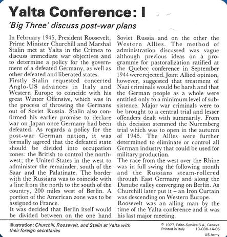 1977 Edito-Service World War II - Deck 14 #13-036-14-05 Yalta Conference: I Back