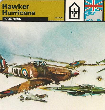 1977 Edito-Service World War II - Deck 15 #13-036-15-05 Hawker Hurricane Front