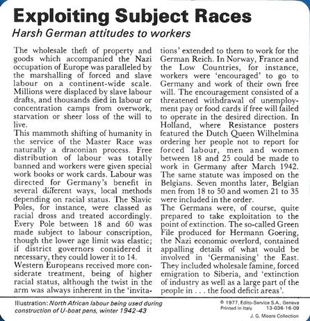 1977 Edito-Service World War II - Deck 16 #13-036-16-09 Exploiting Subject Races Back