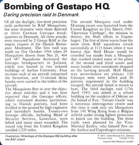 1977 Edito-Service World War II - Deck 17 #13-036-17-20 Bombing of Gestapo HQ Back