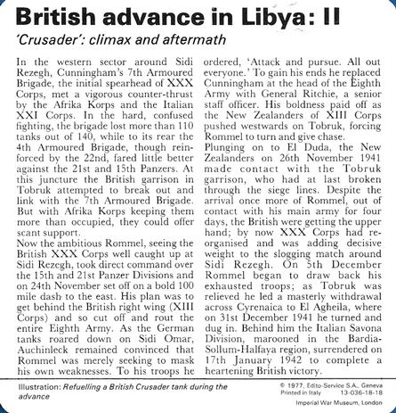 1977 Edito-Service World War II - Deck 18 #13-036-18-18 British advance in Libya: II Back