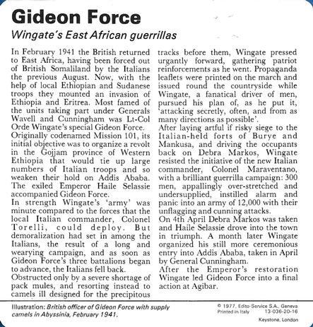 1977 Edito-Service World War II - Deck 20 #13-036-20-16 Gideon Force Back