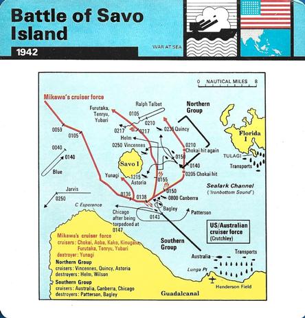 1977 Edito-Service World War II - Deck 22 #13-036-22-24 Battle of Savo Island Front
