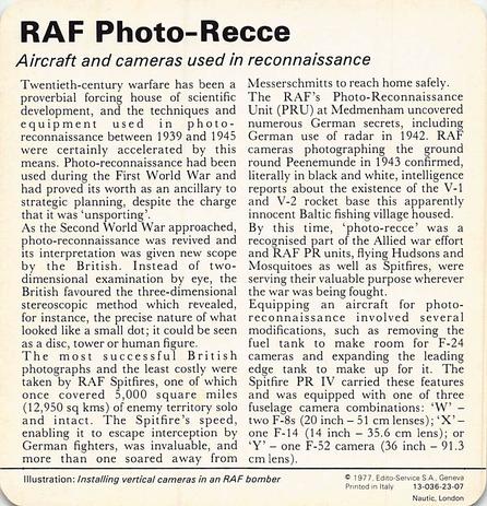 1977 Edito-Service World War II - Deck 23 #13-036-23-07 RAF Photo-Recce Back