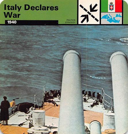 1977 Edito-Service World War II - Deck 23 #13-036-23-09 Italy Declares War Front