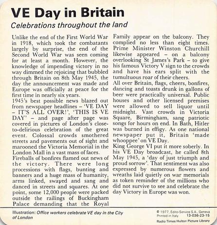 1977 Edito-Service World War II - Deck 23 #13-036-23-15 VE Day in Britain Back