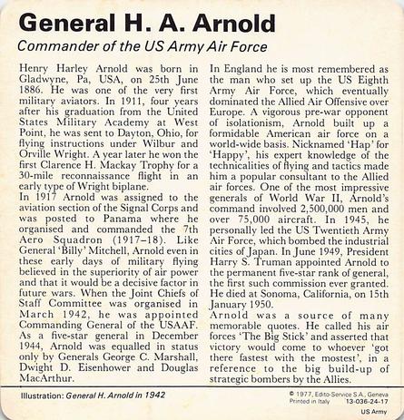 1977 Edito-Service World War II - Deck 24 #13-036-24-17 General H. A. Arnold Back