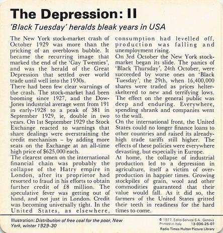 1977 Edito-Service World War II - Deck 25 #13-036-25-07 The Depression: II Back