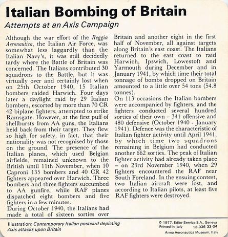 1977 Edito-Service World War II - Deck 33 #13-036-33-04 Italian Bombing of Britain Back