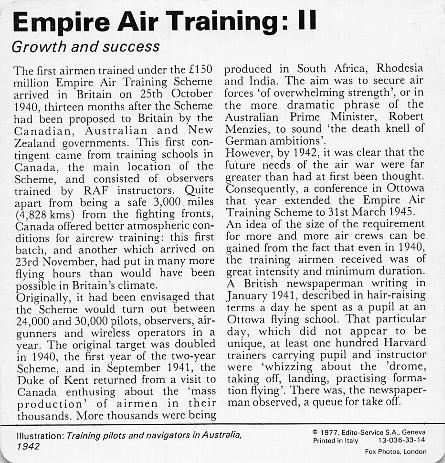 1977 Edito-Service World War II - Deck 33 #13-036-33-14 Empire Air Training: II Back