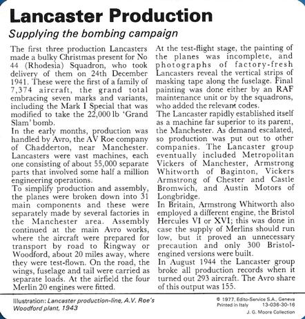 1977 Edito-Service World War II - Deck 30 #13-036-30-16 Lancaster Production Back