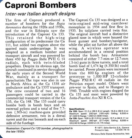 1977 Edito-Service World War II - Deck 78 #13-036-78-15 Caproni Bombers Back