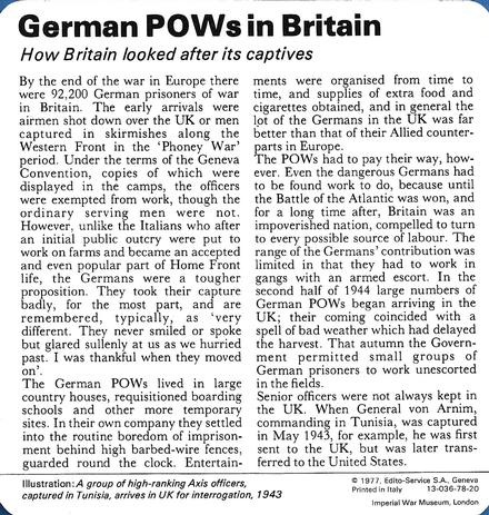 1977 Edito-Service World War II - Deck 78 #13-036-78-20 German POWs in Britain Back