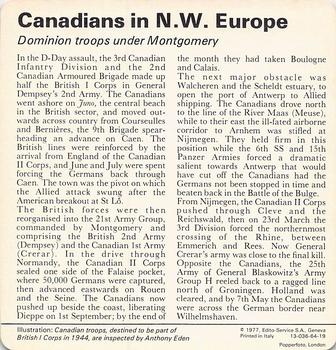 1977 Edito-Service World War II - Deck 64 #13-036-64-19 Canadians in N.W. Europe Back