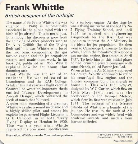 1977 Edito-Service World War II - Deck 48 #13-036-48-06 Frank Whittle Back