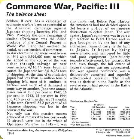 1977 Edito-Service World War II - Deck 48 #13-036-48-12 Commerce War, Pacific: III Back