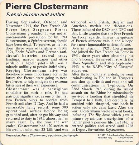 1977 Edito-Service World War II - Deck 42 #13-036-42-06 Pierre Clostermann Back
