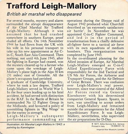 1977 Edito-Service World War II - Deck 61 #13-036-61-12 Trafford Leigh-Mallory Back