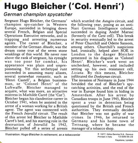 1977 Edito-Service World War II - Deck 55 #13-036-55-23 Hugo Bleicher Back
