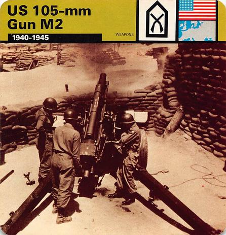 1977 Edito-Service World War II - Deck 49 #13-036-49-05 US 105-mm Gun M2 Front