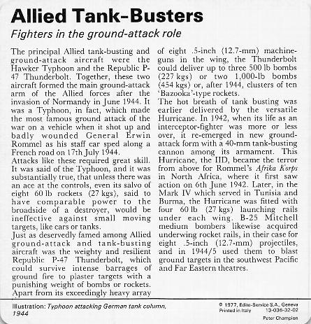 1977 Edito-Service World War II - Deck 32 #13-036-32-02 Allied Tank-Busters Back