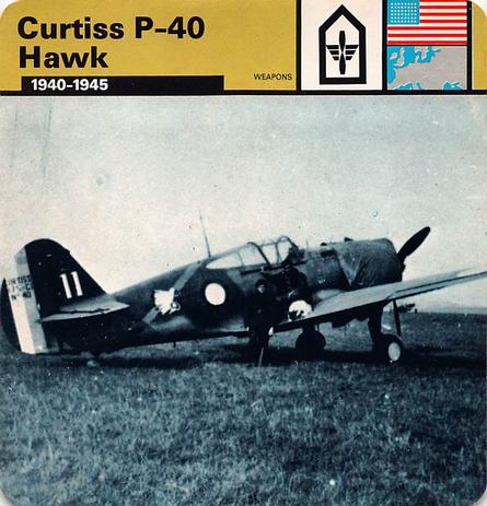 1977 Edito-Service World War II - Deck 27 #13-036-27-08 Curtiss P-40 Hawk Front