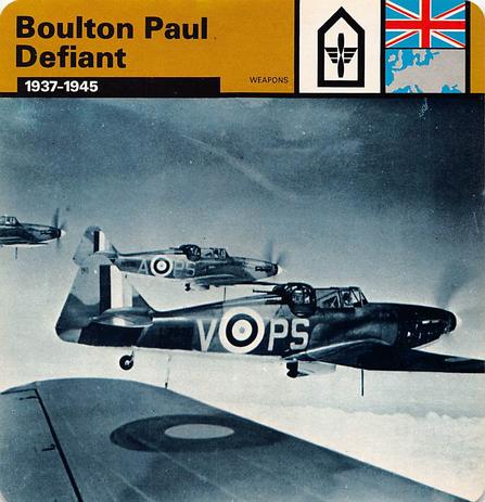1977 Edito-Service World War II - Deck 34 #13-036-34-20 Boulton Paul Defiant Front