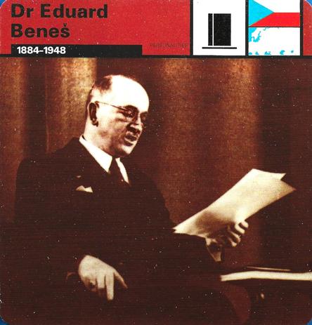 1977 Edito-Service World War II - Deck 31 #13-036-31-04 Dr Eduard Benes Front
