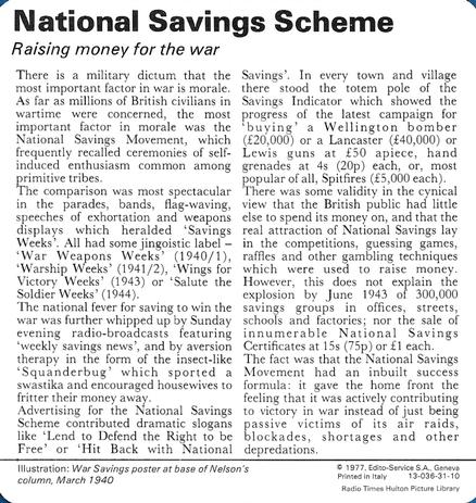 1977 Edito-Service World War II - Deck 31 #13-036-31-10 National Savings Scheme Back