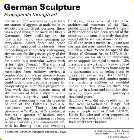 1977 Edito-Service World War II - Deck 31 #13-036-31-14 German Sculpture Back