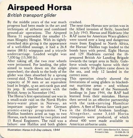 1977 Edito-Service World War II - Deck 35 #13-036-35-19 Airspeed Horsa Back