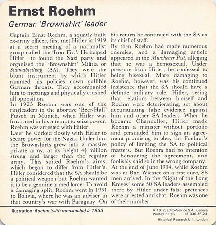 1977 Edito-Service World War II - Deck 35 #13-036-35-23 Ernst Roehm Back