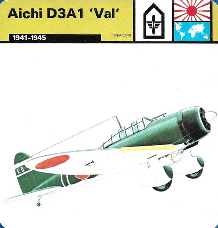 1977 Edito-Service World War II - Deck 36 #13-036-36-19 Aichi D3A1 'Val' Front