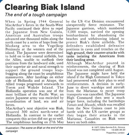 1977 Edito-Service World War II - Deck 36 #13-036-36-20 Clearing Biak Island Back