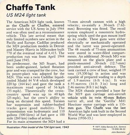 1977 Edito-Service World War II - Deck 36 #13-036-36-22 Chaffe Tank Back