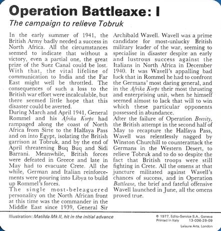 1977 Edito-Service World War II - Deck 29 #13-036-29-09 Operation Battleaxe: I Back