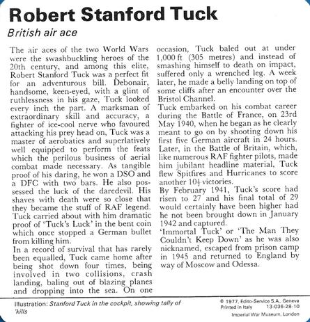 1977 Edito-Service World War II - Deck 28 #13-036-28-10 Robert Stanford Tuck Back