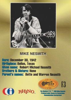 1995 Cornerstone The Monkees - Foil Stamped #F3 Mike Nesmith Back