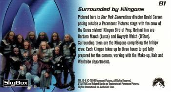 1994 SkyBox Star Trek Generations Cinema Collection - Behind the Scenes #B1 Surrounded by Klingons Back