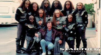 1994 SkyBox Star Trek Generations Cinema Collection - Behind the Scenes #B1 Surrounded by Klingons Front