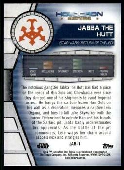 2020 Topps Star Wars Holocron Series - Green #Jab-1 Jabba the Hutt Back