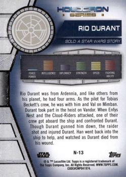 2020 Topps Star Wars Holocron Series - Green #N-13 Rio Durant Back