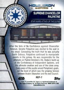 2020 Topps Star Wars Holocron Series - Green #Rep-7 Supreme Chancellor Palpatine Back