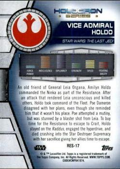 2020 Topps Star Wars Holocron Series - Green #Res-17 Vice Admiral Holdo Back