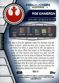 2020 Topps Star Wars Holocron Series - Green #Res-21 Poe Dameron Back