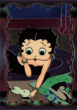 1995 Krome Betty Boop Series One - Premier Edition - Chrome #C6 Betty Boop puts the rabbit's head piece to the puzzle, Front
