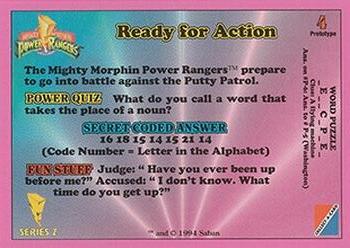 1994 Collect-A-Card Mighty Morphin Power Rangers (Hobby) - Prototypes #4 Ready for Action Back